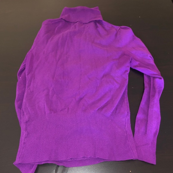 Purple Knit Turtleneck with Center Ruching - Picture 4 of 6